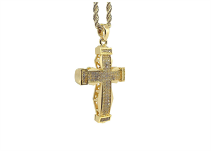 Hip Hop Stainless Steel Micro Pave Cross Pendant